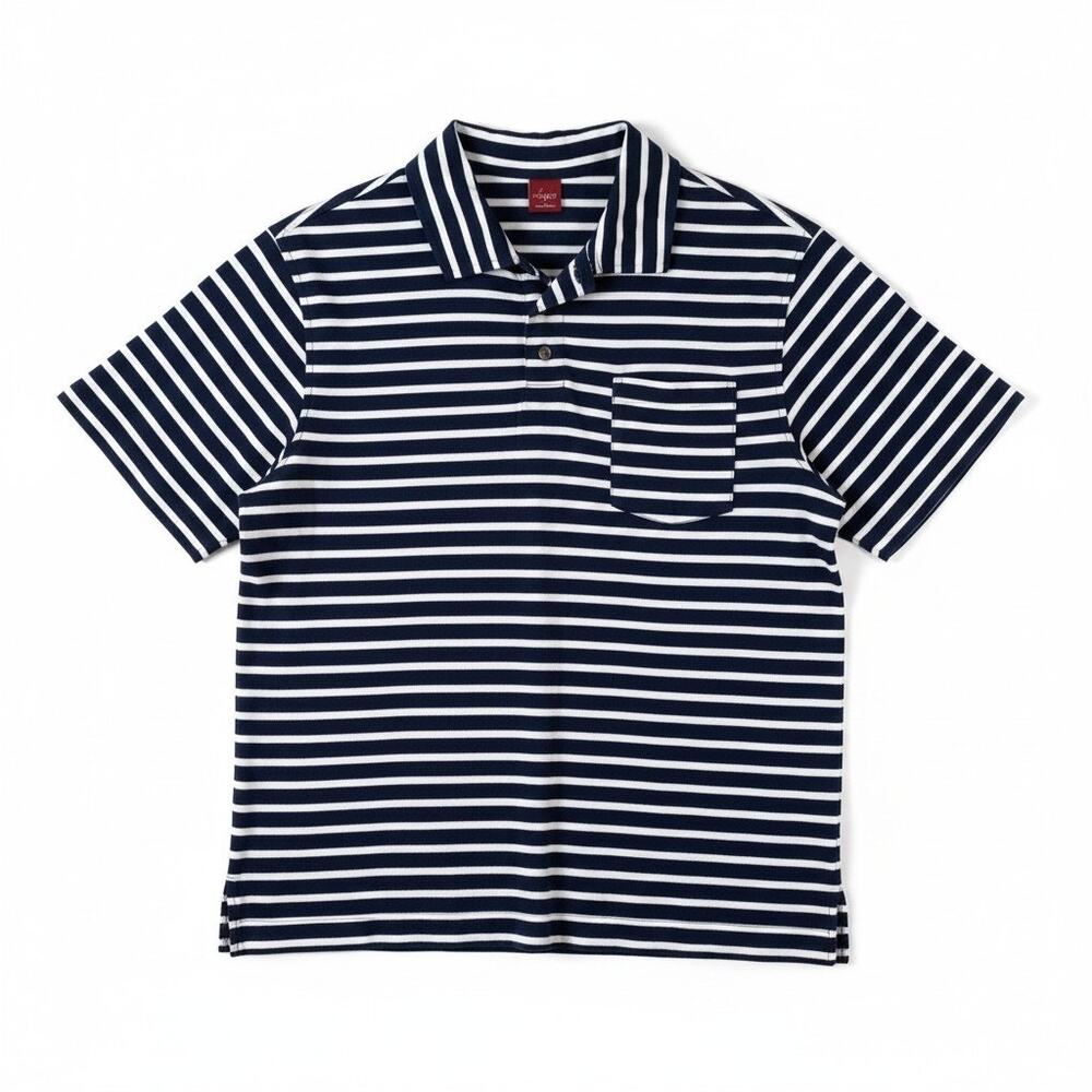 JUNCTION WEST New Men Striped Modal Blend Collar Short Sleeve Polo Blue White XL